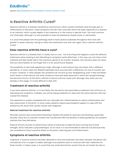 Is Reactive Arthritis Cured?