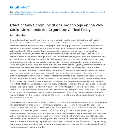 Impact of New Tech on Social Movement Organization