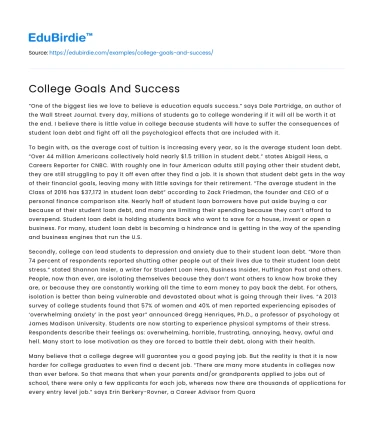 College Goals And Success