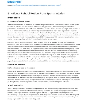 Emotional Rehabilitation From Sports Injuries