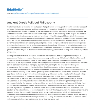 Ancient Greek Political Philosophy