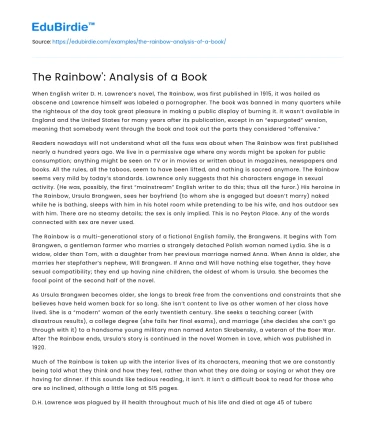 The Rainbow’: Analysis of a Book