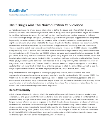 Illicit Drugs And The Normalization Of Violence