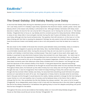 The Great Gatsby: Did Gatsby Really Love Daisy
