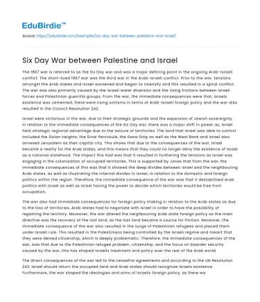 Six Day War between Palestine and Israel