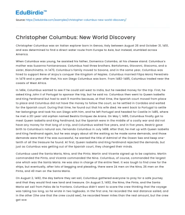 Christopher Columbus: New World Discovery
