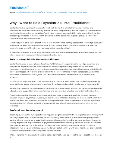 Why I Want to Be a Psychiatric Nurse Practitioner