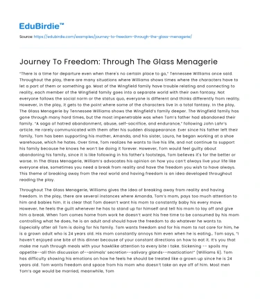 Journey To Freedom: Through The Glass Menagerie