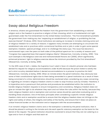 Essay about Religious Freedom