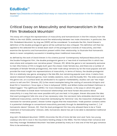 Masculinity and Homoeroticism in ‘Brokeback Mountain’