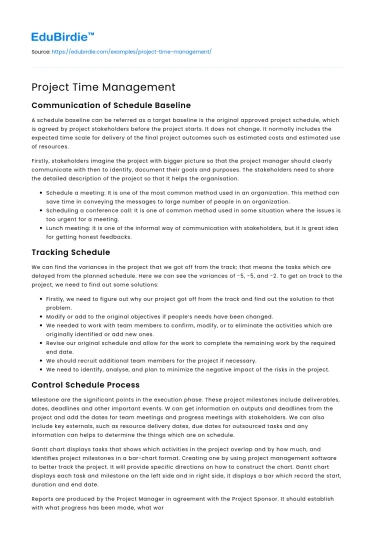 Project Time Management