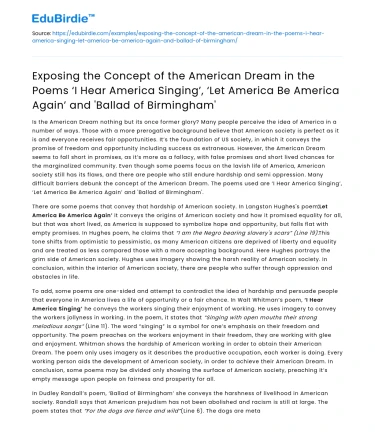 American Dream Themes in Key American Poems