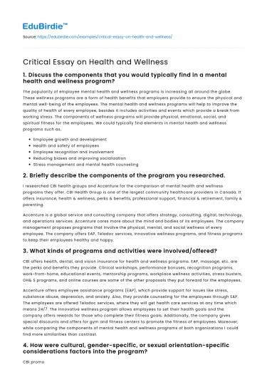 Health and Wellness Paradigms