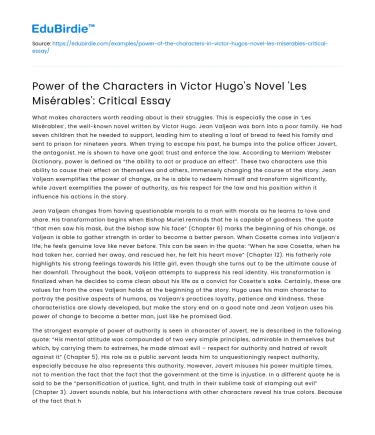 Power of Characters in ‘Les Misérables’