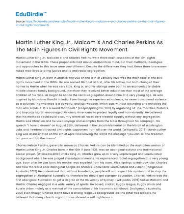 Key Figures in Civil Rights Movement: King, X, Perkins