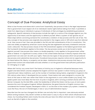 Concept of Due Process: Analytical Essay