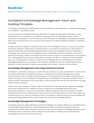 Scotiabank’s Knowledge Management Vision and Guiding Principles