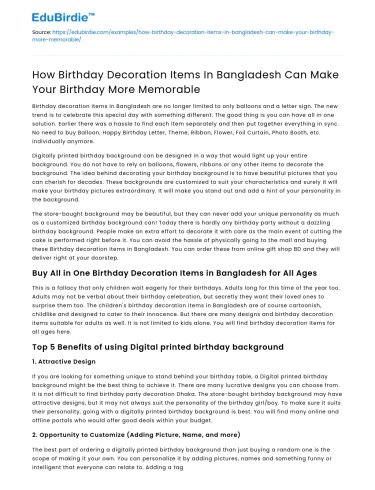 Memorable birthday with decoration items in Bangladesh