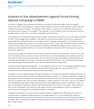 BMW’s Anti-Drunk Driving Campaign Analysis