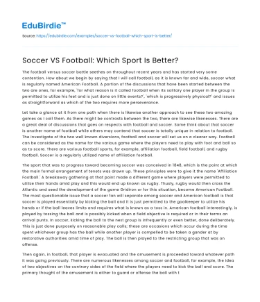 Soccer VS Football: Which Sport Is Better?