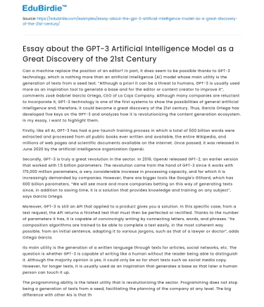 GPT-3: A 21st Century AI Discovery