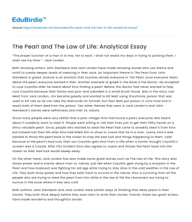 The Pearl and The Law of Life: Analytical Essay