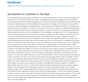 Symbolism in Catcher In The Rye