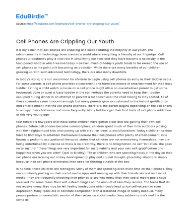 Cell Phones Are Crippling Our Youth