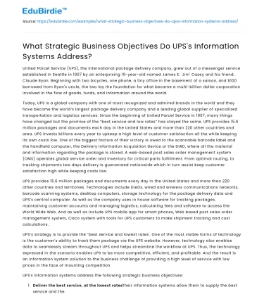 What Strategic Business Objectives Do UPS’s Information Systems Address?