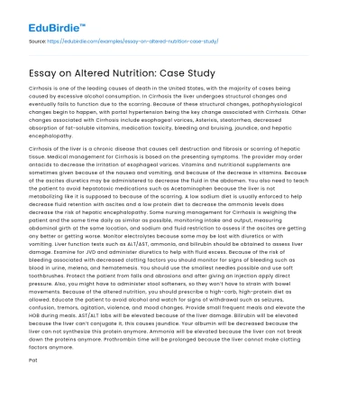 Impact of Altered Nutrition: A Case Study Analysis