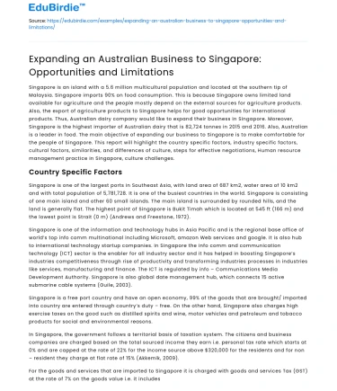 Australian Business Expanding to Singapore: Opportunities & Limitations