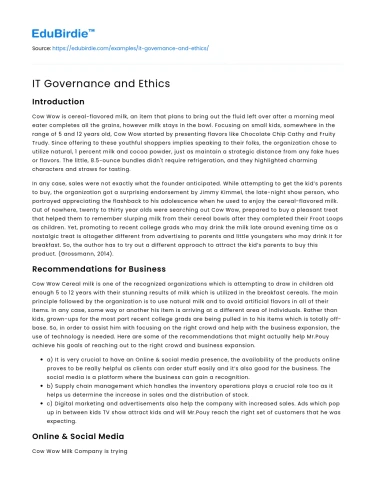 IT Governance and Ethics
