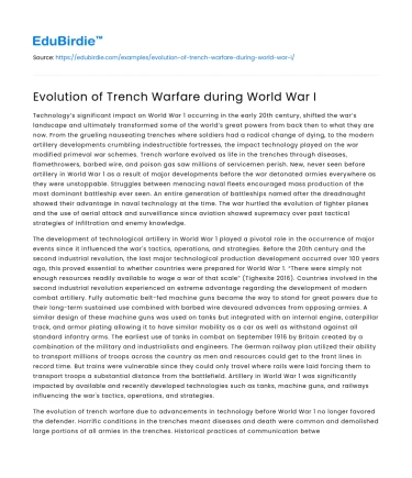 Evolution of Trench Warfare during World War I