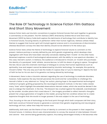 Technology in Gattaca and Sci-Fi Short Stories