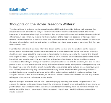 Thoughts on the Movie ‘Freedom Writers’
