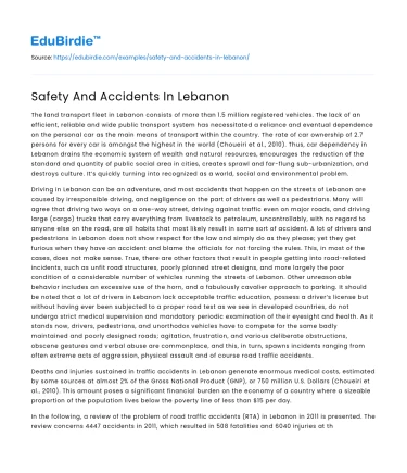 Safety And Accidents In Lebanon