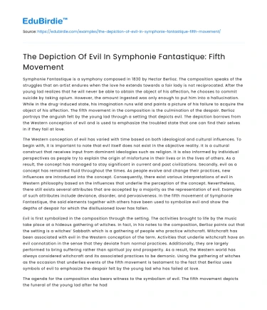 The Depiction Of Evil In Symphonie Fantastique: Fifth Movement