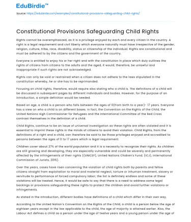 Constitutional Provisions Safeguarding Child Rights