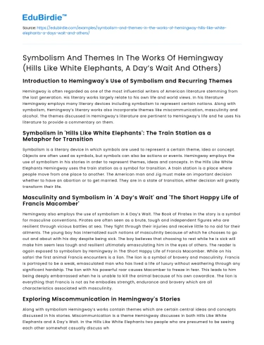 Symbolism and Themes in Hemingway’s Works