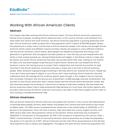 Cultural Nuances in Counseling African American Clients
