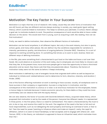 Motivation The Key Factor In Your Success