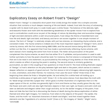 Explicatory Essay on Robert Frost’s “Design”