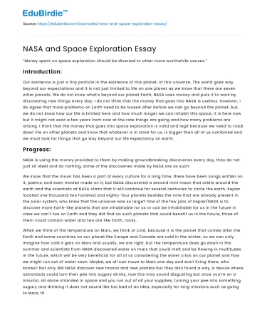 NASA and Space Exploration Essay