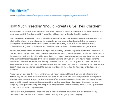 How Much Freedom Should Parents Give Their Children?