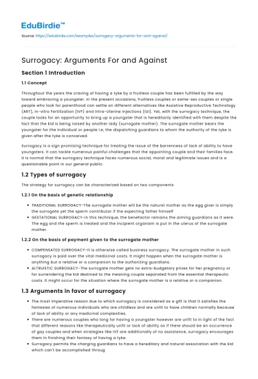 Surrogacy: Arguments For and Against