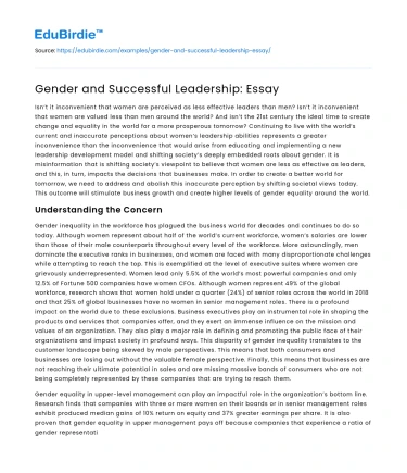 Gender and Successful Leadership: Essay