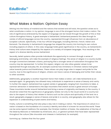 What Makes a Nation: Opinion Essay