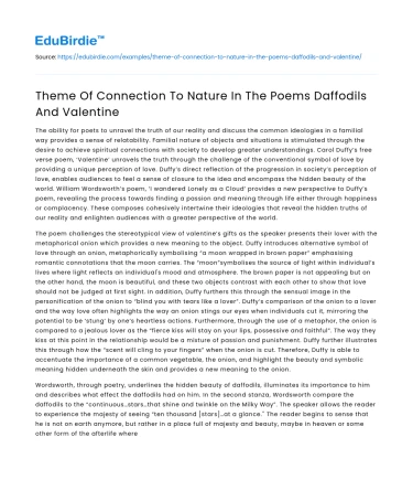 Theme Of Connection To Nature In The Poems Daffodils And Valentine