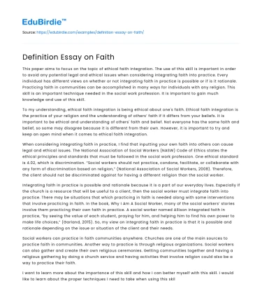 Definition Essay on Faith