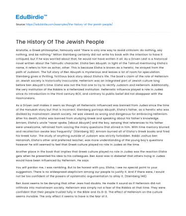 The History Of The Jewish People